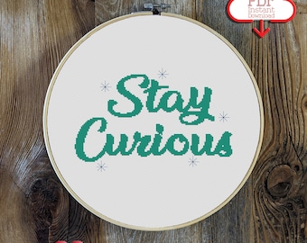 Stay Curious Cross Stitch Pattern | Adventure patterns | Cross Stitch for New Parents | Life Motto | Inspirational Quote | Easy Cross Stitch