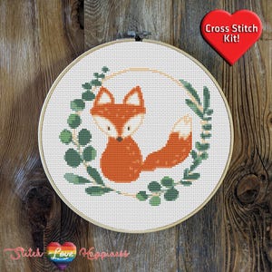 Woodland Fox Premium Cross Stitch Kit - EVERYTHING INCLUDED - 10 Inch Hoop, Needle, DMC Thread, Fabric, and Easy-to-Follow Instructions