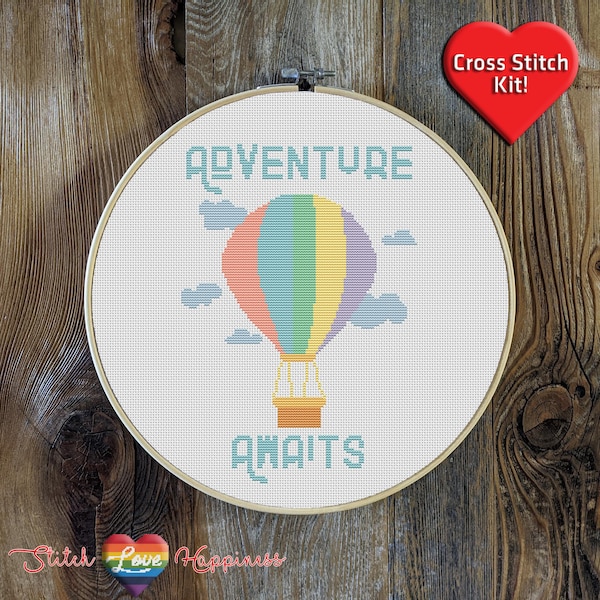 Adventure Awaits Premium Cross Stitch Kit - EVERYTHING INCLUDED - 10 Inch Hoop, Needle, DMC Thread, Fabric, and Easy-to-Follow Instructions