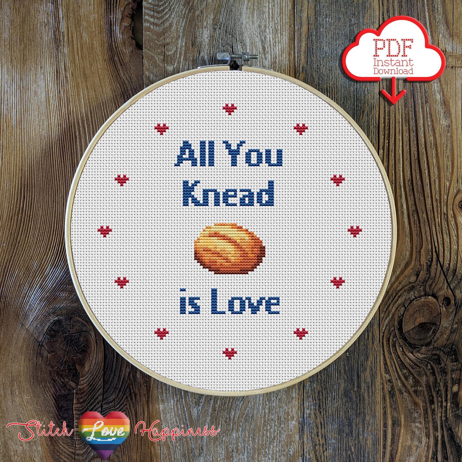 All You Knead Cross Stitch Pattern | Sourdough Bread | Kitchen Art ...