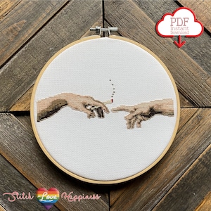 The Creation of Mary Jane Cross Stitch Pattern | Sistine Chapel | Michelangelo | Friendship Art | Dirty Jokes | Creative Patterns