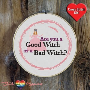 Glinda the Good Witch Premium Cross Stitch Kit - EVERYTHING INCLUDED - 8 Inch Hoop, Needle, DMC Thread, Fabric, and Guided Instructions
