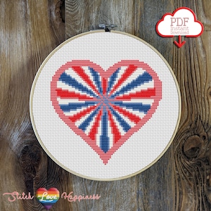 Red, White, and Blue Cross Stitch Pattern | Patriotic Stitch | America the Beautiful | VOTE Cross Stitch | 4th of July | Fireworks Patterns