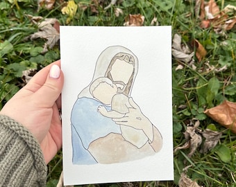 From Her Womb to His Arms 5x7 watercolor print