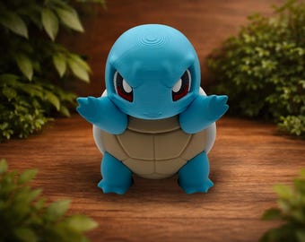 Squirtle Smooshed PC Case Display – 3D Printed Window Decor – 4” Water Turtle Figure