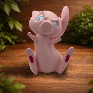 Mew Inspired Smooshed Face Desk Decor | 3D Printed Collectible Figure