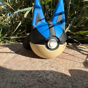3D Printed Lucario Pokeball | Aura Warrior-Inspired Collectible Display