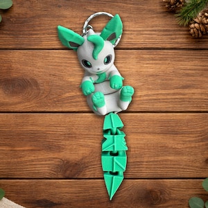 Eeveelution Keychain | Articulated Fidget Charm | Collectible Fox Figure Leafeon