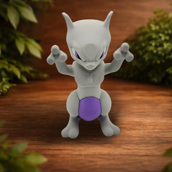 Mewtwo Inspired Smooshed Face PC Case Decor  | 3D Printed Collectible Figure