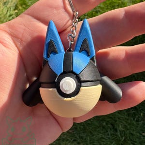 Lucario-Inspired Pokeball Keychain | 3D Printed Aura Warrior Accessory