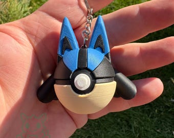 Lucario Pocket Sphere Keychain – 3D Printed Collectible