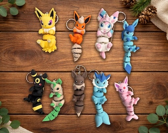 Eeveelution Keychain | Articulated Fidget Charm | Collectible Fox Figure