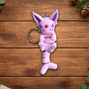 Eeveelution Keychain | Articulated Fidget Charm | Collectible Fox Figure Espeon