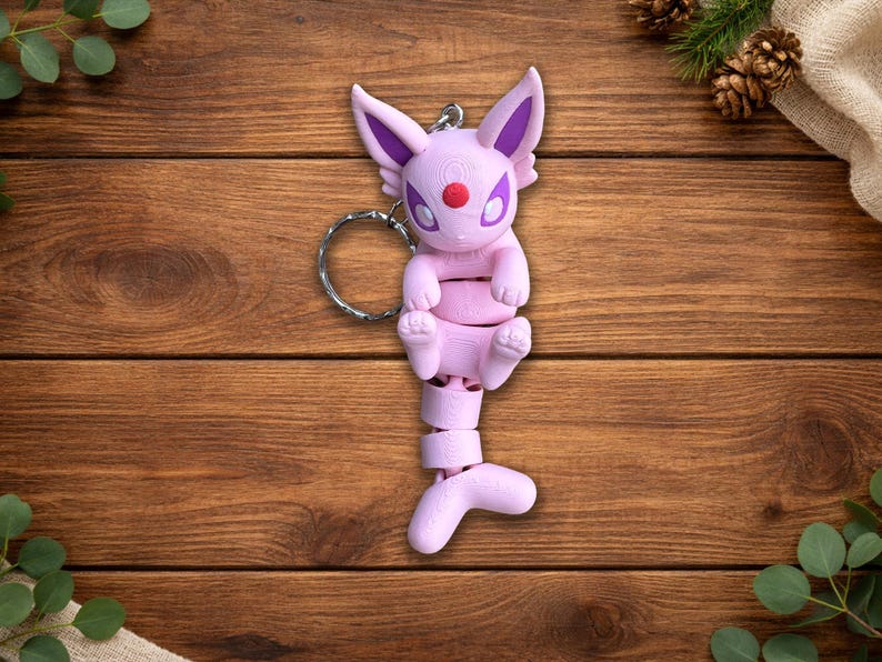 Eeveelution Keychain | Articulated Fidget Charm | Collectible Fox Figure Espeon