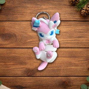 Eeveelution Keychain | Articulated Fidget Charm | Collectible Fox Figure Sylveon