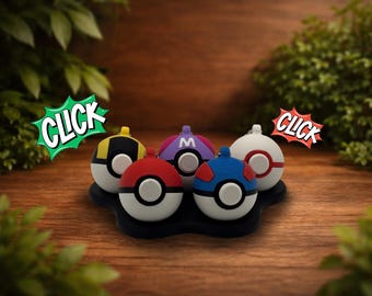 PokeBall Clicker Keychain | 3D Printed Fidget Toy Pocket Keychain