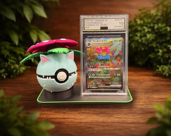 Pokéball Display Stand with Card Holder | Fits PSA and Raw Cards