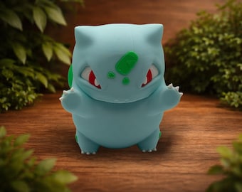 Bulbasaur Smooshed PC Case Display – 3D Printed Window Decor – 4” Plant Creature Figure