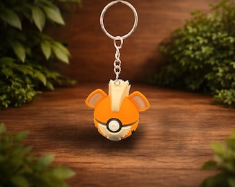 Growlithe Fire Pup Ball Keychain – 3D Printed Anime-Inspired Charm