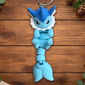 Eeveelution Keychain | Articulated Fidget Charm | Collectible Fox Figure Vaporeon