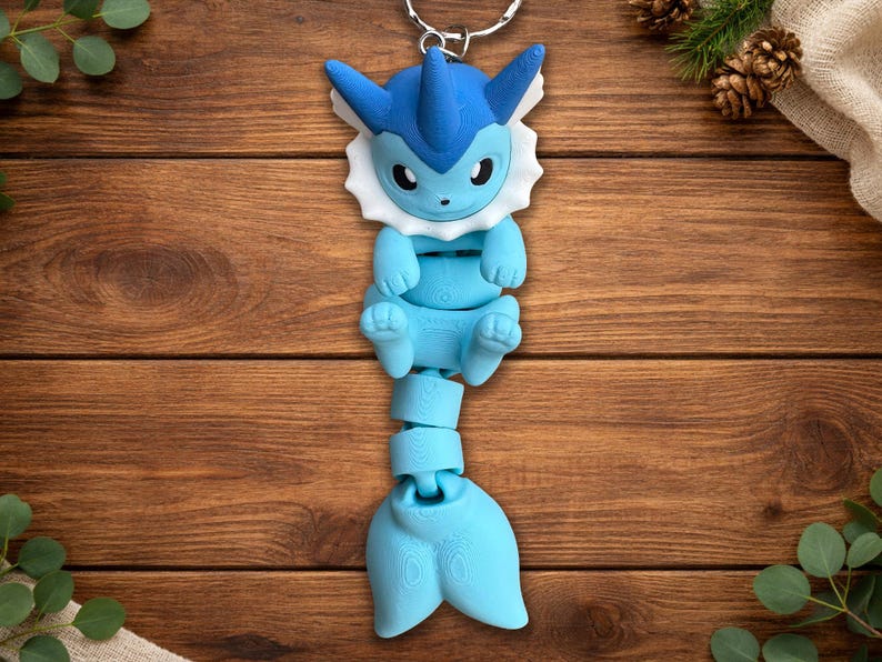 Eeveelution Keychain | Articulated Fidget Charm | Collectible Fox Figure Vaporeon