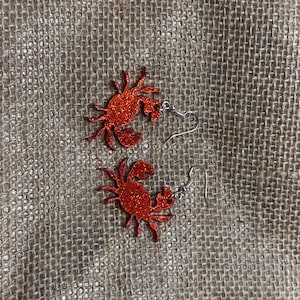 Red Crab Earrings. Crab Jewelry