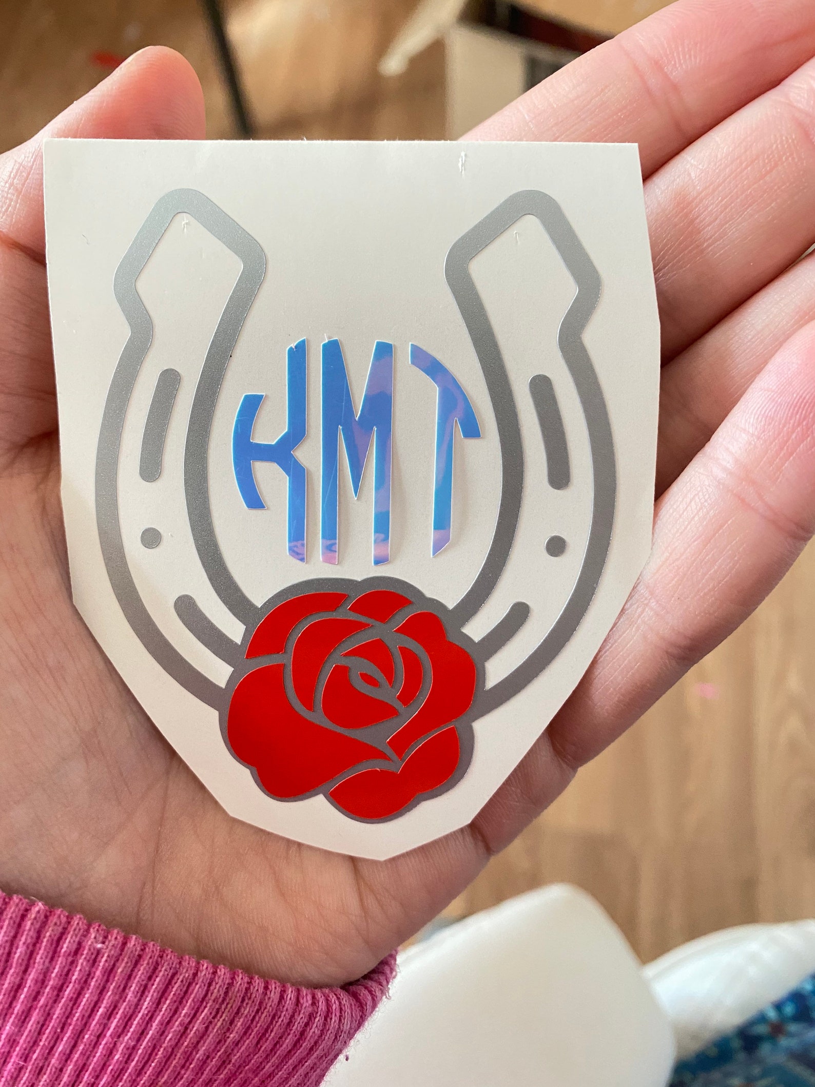 Horse Helmet Decal. Helmet Monogram. Helmet Initials. Horse Flower
