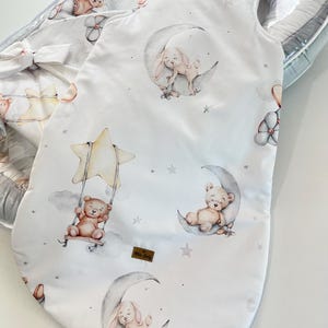 Newborn sleeping bag with grey bears Print | Baby Sleeping Sack | Newborn Swaddle Bag | Soft & Cozy Baby Sleep Bag