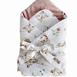 Cotton Baby Horn with Elaphants, newborn swaddle for girls, cotton baby horn for Comfort & Sweet Dreams | Perfect Baby Shower Gift
