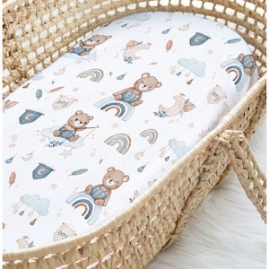 Bear Crib Sheet Neutral for baby bedding- Handmade Premium Cotton Nursery Bedding, Fitted Toddler Bed Sheet, Baby Crib Essentials