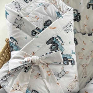 Cotton Baby Horn with Embroidered farm | Baby Sleeping Bag, Newborn Swaddle, Cotton Baby Room Accessories