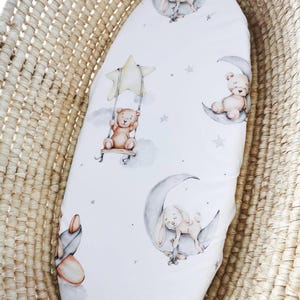 Sábana ajustable de algodón Grey Bear: sábana de algodón orgánico para ropa de cama de bebés y niños pequeños, sábana personalizada para cuna y moisés, sábana personalizada para moisés