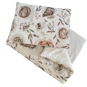 Newborn bedding set with creme  forest animals , Kids and Baby Bedding Set, Organic cotton Kids Bedding, Soft Duvet and Pillow with filling