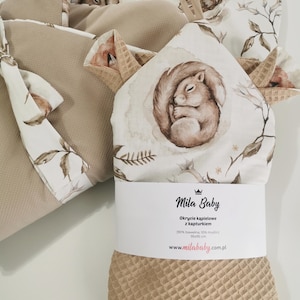 Baby Towel cotton wafle with forest animals - Soft and Absorbent Baby Bath Towel for Newborns & Infants