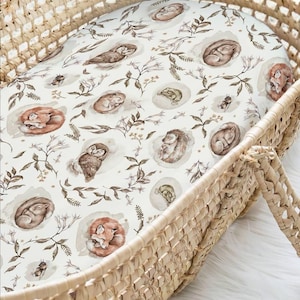 Forest animals Baby Sheet - Neutral Nursery Fitted Cotton Toddler Bedding, Soft & Cozy Handmade Crib and  Bassinet Bedding