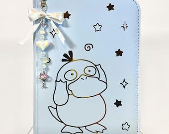 Pokemon Binder 4 / 9 Pockets | Psyduck Pokemon Theme, Ringless Design. *keychain sold separately*