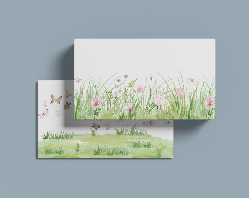 Nature clipart, wild grass clipart, grass borders seamless clipart, wild herb and meadow flowers, butterflies clipart image 7