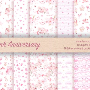 Baby Girl Digital Scrapbook Nursery Background, Pink Floral Seamless Pattern, Newborn Pastel Digital Download, Cute Pink Floral Pattern