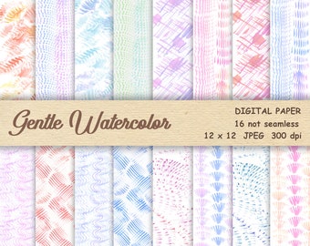 Digitaal aquarelpapier, abstract afdrukbaar papierpakket, zachte aquarelachtergrond voor scrapbooking, niet naadloos, zachte pastel
