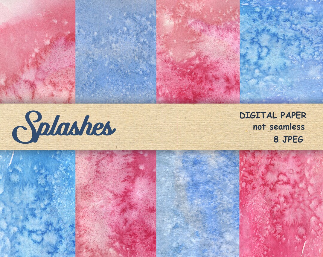 Digital Red and Blue Watercolor Background, Paint Texture, Blue ...