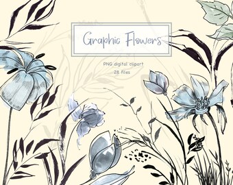 Clipart floral dessinés à la main. Éléments botaniques graphiques PNG, fleur de prairie, graphique de mariage, dessin au trait botanique biologique, printemps été