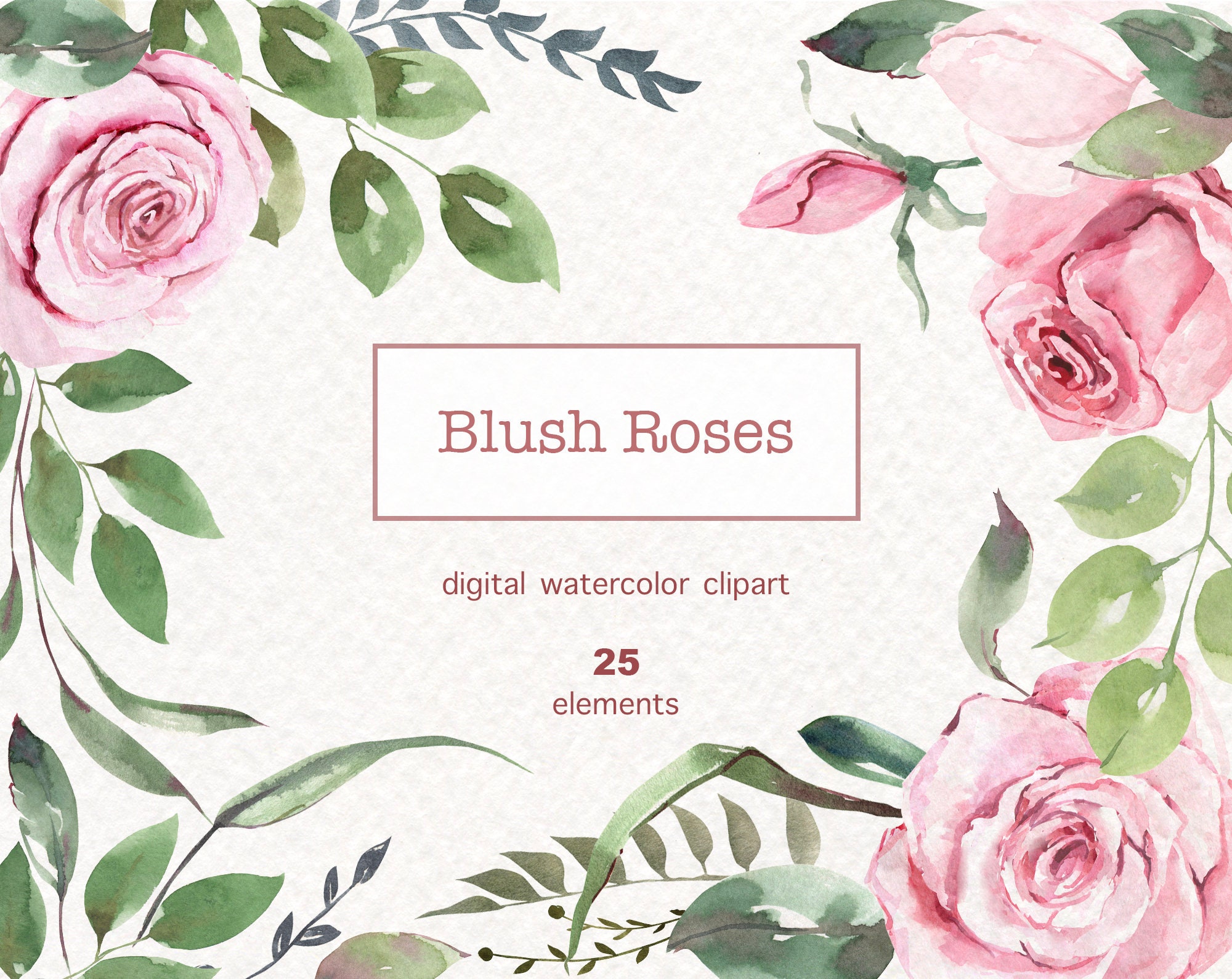 Pink Roses Clipart. Dusty Light Pink Floral clipart. Cream | Etsy