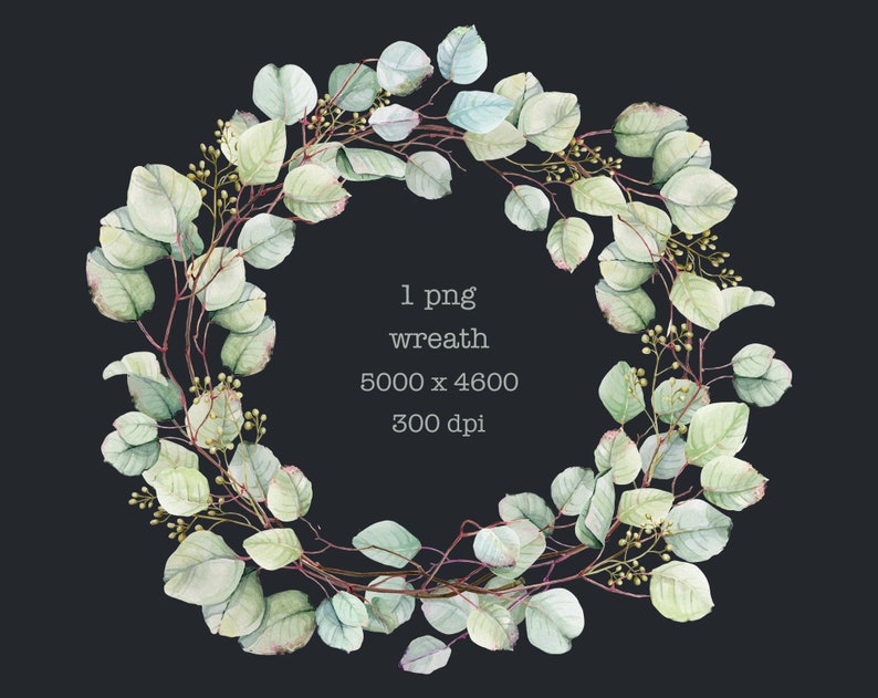 Eucalyptus Wreath Watercolor Illustration Greenery Wreath - Etsy