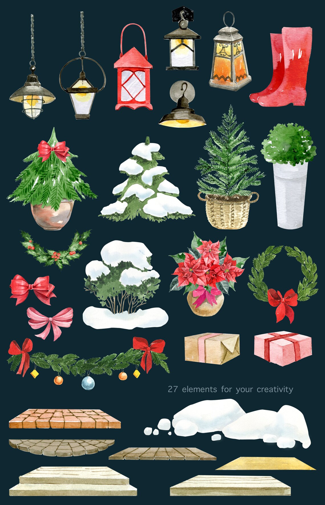 Christmas Holiday Doors Creator Outdoor Watercolor Etsy