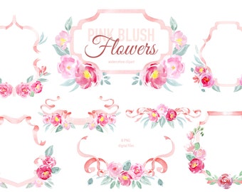 Aquarel roze blos bloemen clipart, bruiloft uitnodiging bloemen clipart png, Dusty Rose aquarel, roze lijst laat rozen linten, elegant