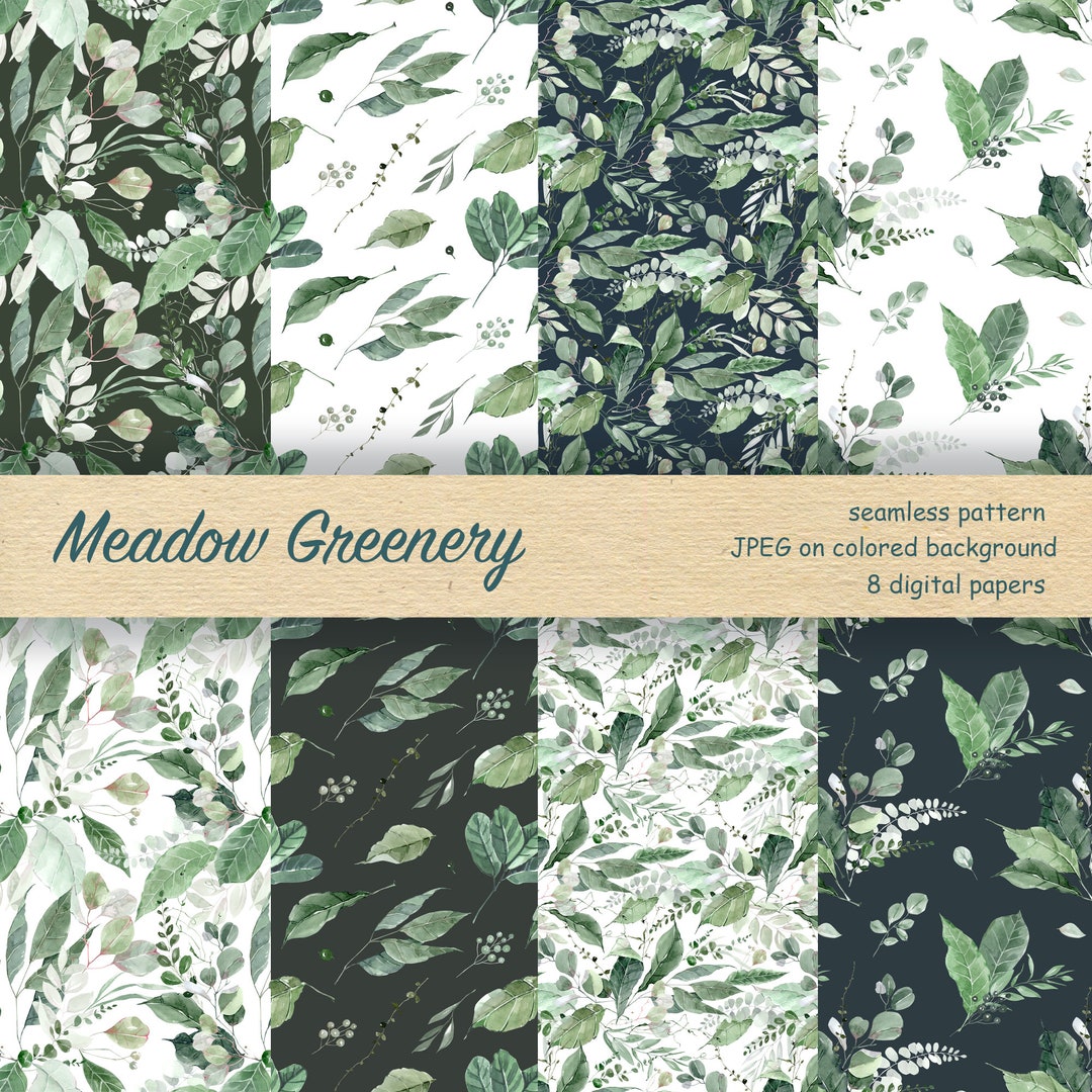 Watercolor Greenery Digital Paper Digital Background - Etsy