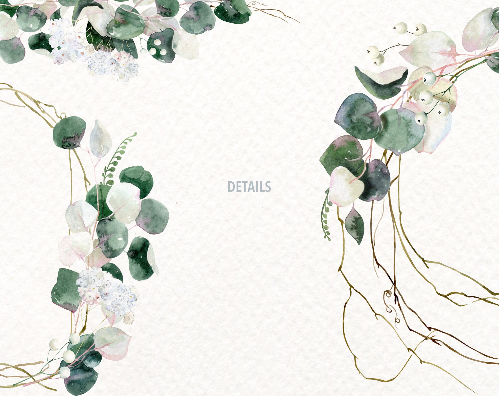 Watercolor Eucalyptus Wreath Clipart, Eucalyptus PNG Greenery Clipart ...