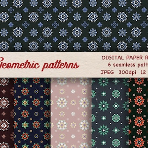 Abstract digitaal papierpakket, minimalistisch geometrisch patroon, designerpapier, plakboek, cirkels, oosters patroon, digitale download
