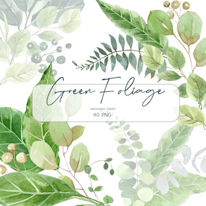 Watercolor greenery clipart, Floral Clipart, Botanical Clipart, Leaves clipart, Watercolor eucalyptus clipart, Wedding Greenery Clipart