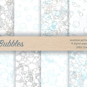 Watercolor Seamless Bubbles Pattern, Abstract Decorative Bubbles Pattern Background, Foam Water Bubble, Seamless Scrapbook Paper